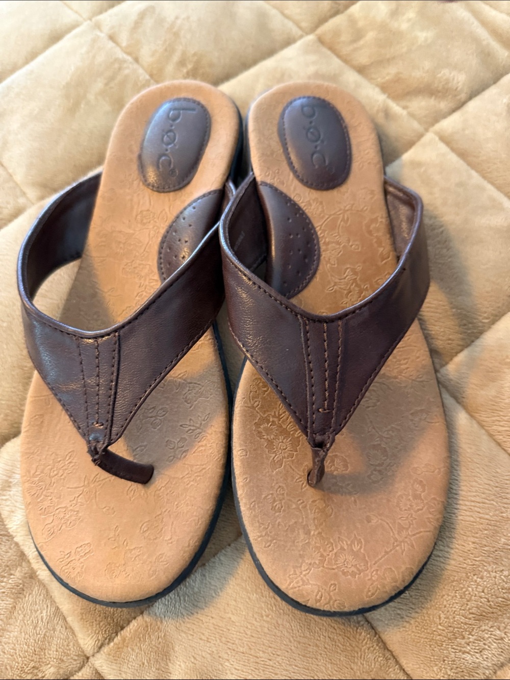 b.o.c. Dark Brown faux Leather Thong Sandals